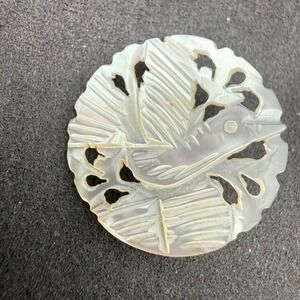 Vintage Mother of Pearl Brooch Hand Carved Peace Dove Bird Pin